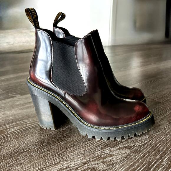 Dr. Martens Hurston Heeled Chelsea Boots in RARE Cherry Red Arcadia Worn Once! - Picture 2 of 16